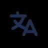 Dark blue symbol combining a Chinese character and the letter A on a black background.