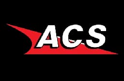 ACS logo featuring bold black letters with a dynamic red swoosh.