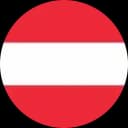 Round Austrian flag with a red stripe, a white stripe, and another red stripe.