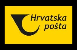 Hrvatska pošta logo with a yellow crescent design on a white background.