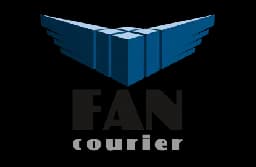 FAN courier logo featuring a stylized blue geometric wing design above the company name.