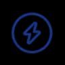 Blue lightning bolt icon inside a circular outline, signifying power or speed.