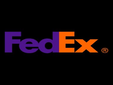 FedEx logo with purple 'Fed' and orange 'Ex', subtly forming an arrow.