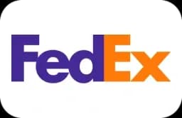 The FedEx logo featuring 'Fed' in purple and 'Ex' in orange, with a hidden arrow.