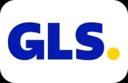 GLS logo with blue letters and a prominent yellow dot on a white background.