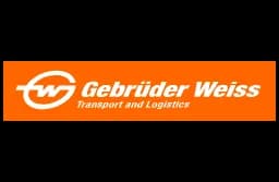 Gebrüder Weiss Transport and Logistics logo with 'GW' symbol on an orange background.