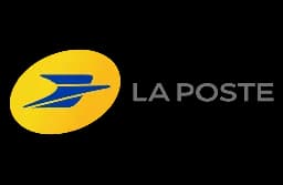 La Poste logo featuring a blue stylized bird or arrow symbol on a yellow oval.