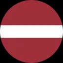 Latvian flag with a deep red field and a white horizontal stripe.