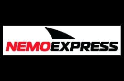 NEMOEXPRESS logo with red 'NEMO' and black 'EXPRESS' below a fin graphic.