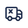 Dark blue outline of a delivery truck with an 'X' on its side.