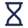 Dark blue hourglass icon symbolizing time or waiting on a black background.
