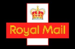 Royal Mail logo featuring a red banner with gold text and St Edward's Crown.