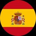 Spanish flag with a red stripe, a yellow stripe featuring the coat of arms, and another red stripe.