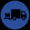 Delivery truck with a box on its liftgate, symbolizing logistics services.