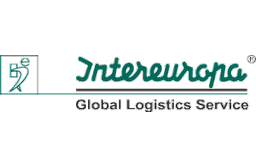 Intereuropa Global Logistics Service logo with green stylized text and abstract icon.