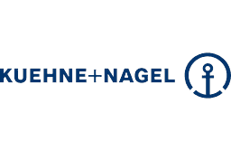 Kuehne+Nagel logistics company logo featuring its name and a blue anchor icon.