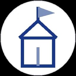 Icon of a simple house with a flag on its peak.