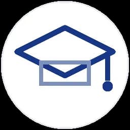 Graduation cap with an envelope icon, symbolizing educational communication or updates.