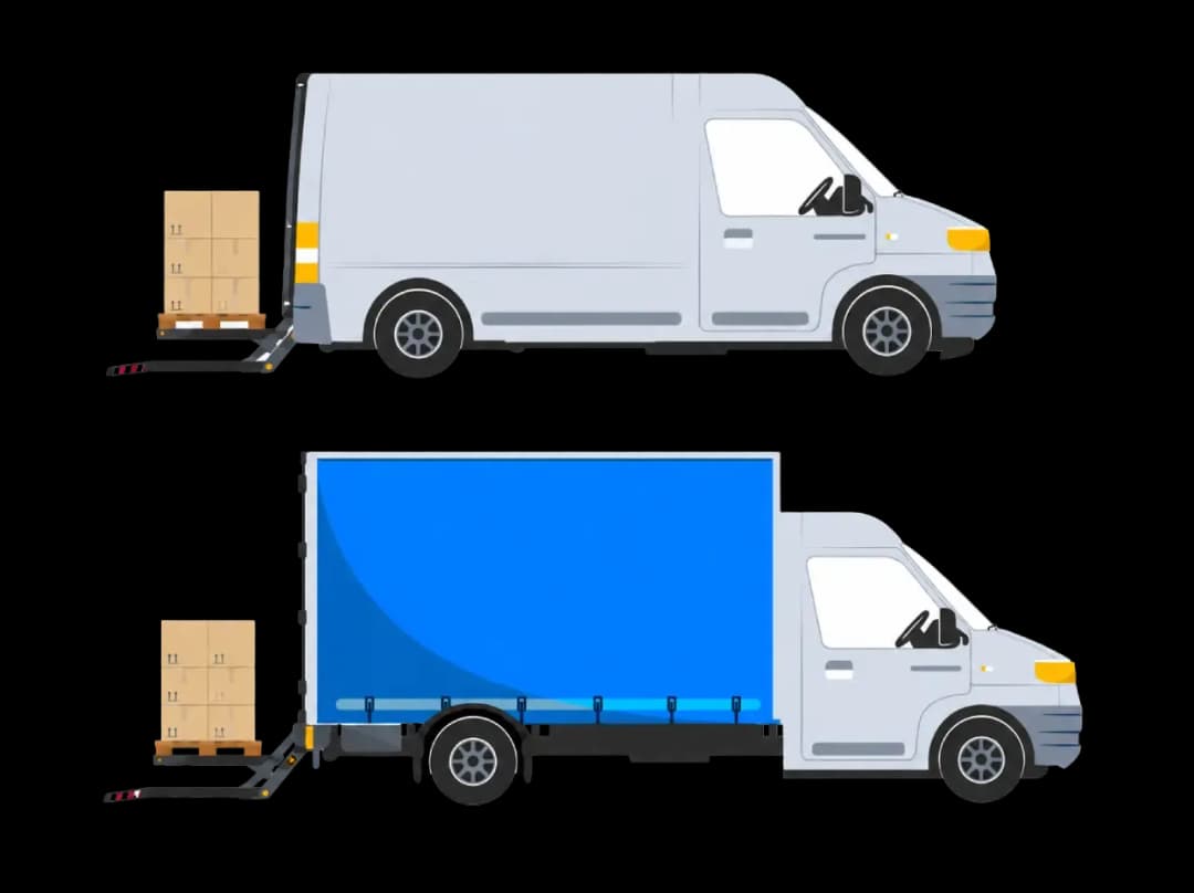 Transporterlieferung mit Hebebühne