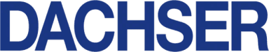 The word DACHSER written in bold blue capital letters on a black background.