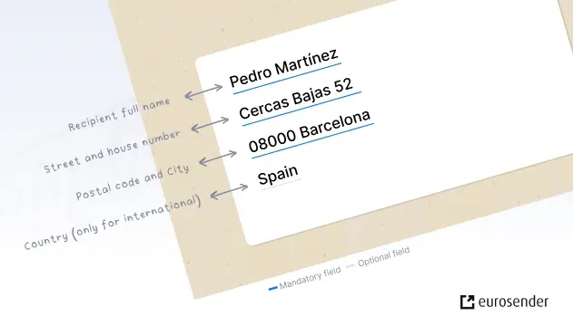 spanish shipping address