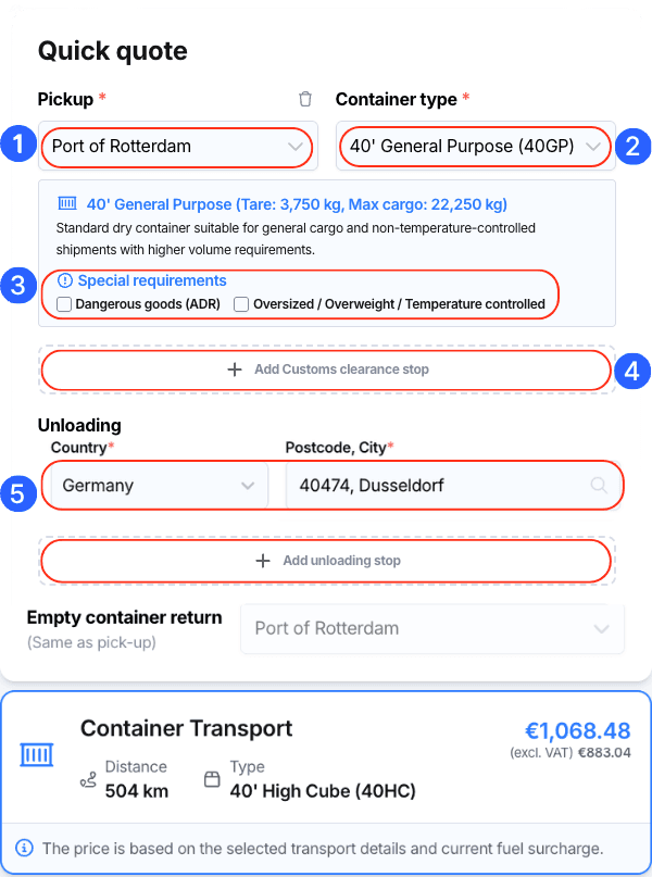 container quote Eurosender